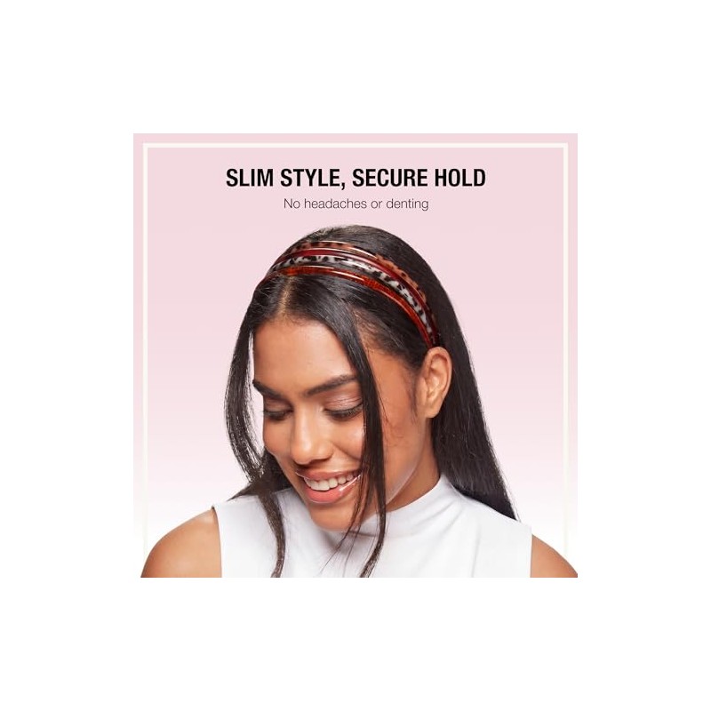 Scunci Effortless Beauty Skinny Plastic Headbands, 4-Count