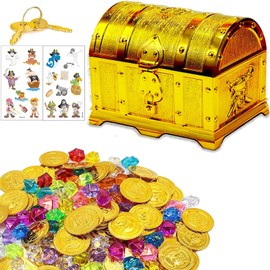 Box lockable with lid and lock with key, for storing and decorating, children's gift, treasure chest, children's birthday, treasure chest, children's birthday party