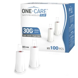 ONE-CARE Plus Safety Pen Tips 30G x 5mm, Comfort, Universal Design, Box of 100