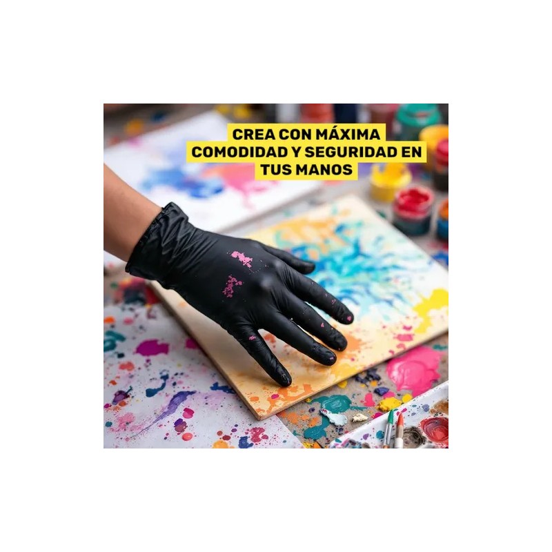 Guantes Nitrilo Uniseal Negro 000 Pzs Multiusos Resistente