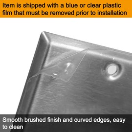 [2 Pack] BESTTEN 4-Gang Combo Metal Wall Plate with Ｗhite or Clear Plastic Film, 1-Duplex/3-Toggle, Standard Size, Anti-Corrosion Stainless Steel Outlet and Switch Cover, Brushed Finish