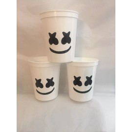 Handmade DJ Marshmello Party Cups Reusable Birthday Set/12