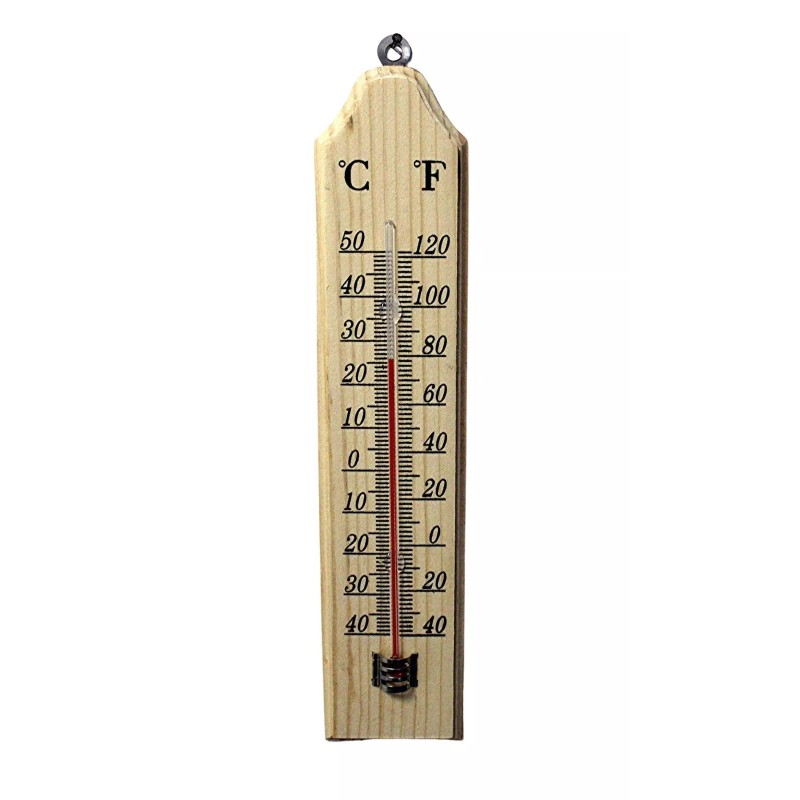 Dependable Industries Wood Indoor Wall Thermometer with Double Scales Fahrenheit