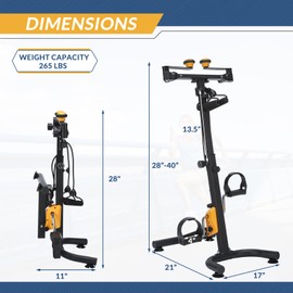 SOCIALCOMFY Pedal Exerciser for Elderly, Hand Arm Leg and Knee Exercise Bike, Adjustable Fitness Equipment for Total Body, Home Pedal Exercise Bike w/ Handgrip, Resistance Band, Non-Slip Suction Cup