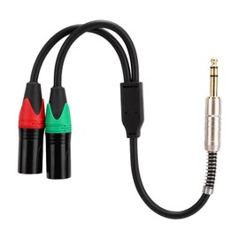 0.3M 24AWG Pure Copper Double Shield 6.35 Male to Double XLR Male Audio Connecting Cable