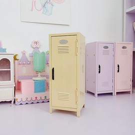 Svartur Mini Locker with Lock & Keys, Stickers, Metal Small Locker for Desktop, Girls Lockbox Desktop Storage Organizer, Money Safe and Cash Lock Box for Girls Safe, Yellow