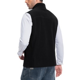 Pioneer Camp Mens Fleece Vest Outerwear Full-Zip Polar Casual Lightweight Winter Sleeveless Outerwear with 5 Pockets Soft Warm Travel Vest(Black)