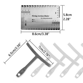 Musiin Professional Guitar & Bass Luthier Tool Set - 10-Piece Precision Setup Kit with Stainless Steel Understring Radius Gauges & Dual-Sided Action Gauge Ruler for Perfect Instrument Playability