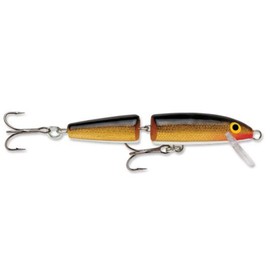 Rapala Jointed Lure, Size 05, 2" Length, 3'-5' Depth, 2 Number 10 Treble Hooks, Gold, Per 1