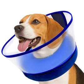 Furrtripsy Inflatable Dog Cone Collar with Detachable Sturdy Shield,Soft&Lightweight-Ideal for Post-Surgery Recovery and Daily Wear,Suitable for Small Medium Large Dog Breeds(Blue,L)