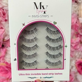 My Eyeshine Invisi-strip Lashes 7 Pairs Pre-Mapped Strips Ultra Thin Design (GLUE SOLD SEPERATELY) - Natural strip lashes: Natural black 12-16mm
