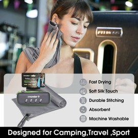 4monster Microfiber Travel Towel,Lightweight Gym Towel, Super Absorbent,Quick Drying,Soft, Sport Towel Suitable for Gym,Golf,Beach,Swimming,Backpacking,Camping,Travel,Yoga,Sports Grey-L