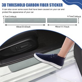 QZTYTY 4PCS Car Door Sill Protector, Car Door Edge Guards, 3D Carbon Fiber Auto Door Entry Edge Guard Protection Trim, Anti-Scratch Car Door Threshold Strips Car Accessories for Vehicles (3D Silver)