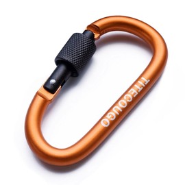 TITECOUGO Outdoor Carabiner Mountaineering Stylish D Hook Large Sturdy Snap Hook Sling Swing Military Hammock Tent Camping Keychain Fishing Car Tarp Connection Hooks Canabira Orange 4 Pieces