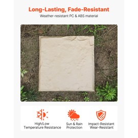 VEVOR Garden Stepping Stones, 16Pcs 15.5 x 15.5 in, Decorative Stepping Stones with Stakes, Weather-Resistant Plastic Pathway Pavers, Smooth Surface, Outdoor Walkway for Lawn Patio Landscape, Beige