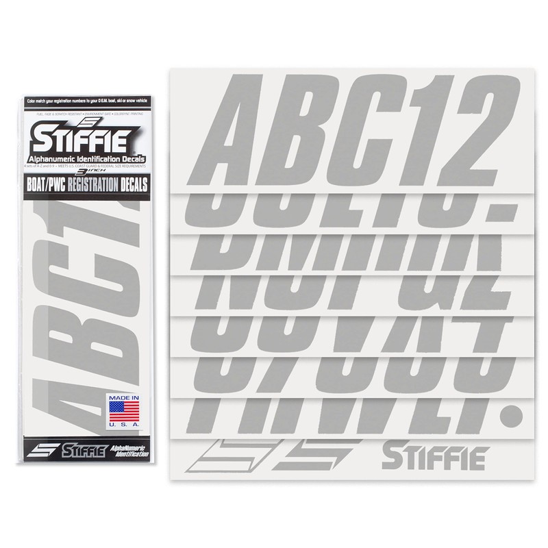STIFFIE Shift Silver 3" Boat & PWC Registration Decals •