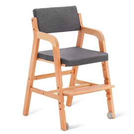 Swegrow Kids Chair with 2 - Wheels, Wooden Growth Chairs for Toddlers - Teens and Adults, Adjustable Seat - Backrest - Footrest Height, Kids Dining Chair, Study Chair with Removable Cushion