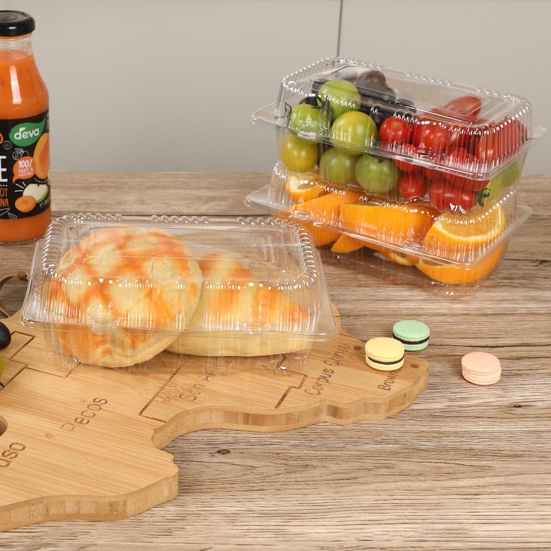 zandfelo 40 Pack 7.2x4.7x3 Inch Clear Hinged Food Containers with