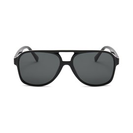 AmazingRose Retro Rectangular Polarised Sunglasses for Men and Women, UV400 Protection, black/grey