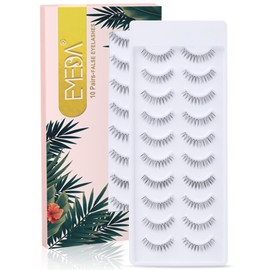 Natural False Eyelashes, 10 Pairs, Transparent Tape Eyelash Strips, 8-11 mm, Short and Soft Eyelashes in Natural Look, Natural Fake Lashes, Short False Eyelashes (A43)