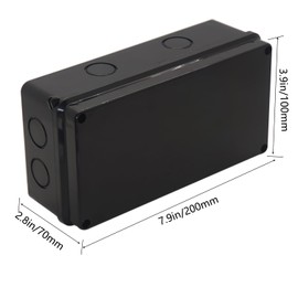 Electrical Box, Outdoor Waterproof Box IP65 Junction Box with Reserved Holes,ABS Plastic Project Box Power Cord Enclosure Black 2Pcs 7.9 x 3.4 x 2.8 inch(200x100x70mm)