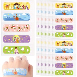 Geiserailie 100 Pcs Jesus Bandages Bulk Kid Easter Egg Stuffers Gifts Cartoon Nativity Scene Adhesive Bandages He is Risen Waterproof Bandages Easter Party Favor Protect Scrapes and Cuts(Sheep)
