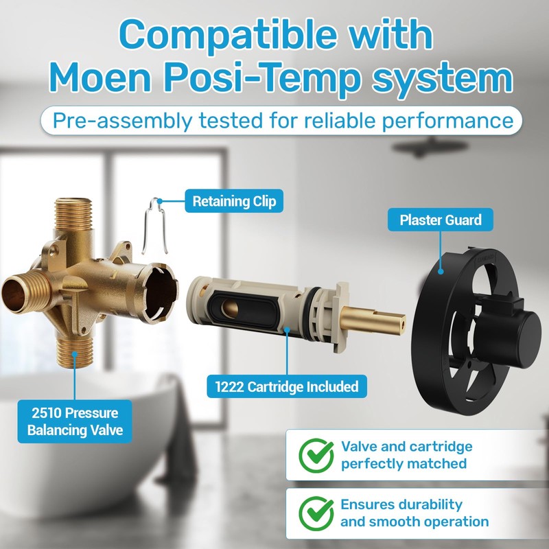 2510 Shower Valve Compatible with Moen Posi-temp Valve, Pressure Balancing
