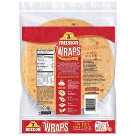 Mission Sun-Dried Tomato Basil Wraps, Soft Veggie Wraps, Trans Fat Free, 6 Count - 2 Packs