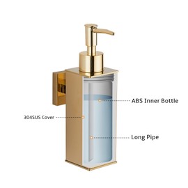 BGL Soap Dispenser Stainless Steel 304 Wall Mount Gold Liquid and Soap Dispenser for Kitchen and Bathroom