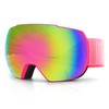 OULAIQI Ski Snow Goggles,OTG UV400 Protection,Anti Fog Skiing,Skating,Snowboarding,Snowboard Goggles For Men Women Youth (Pink)