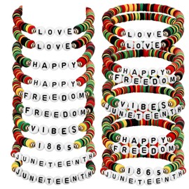 Landical 50 Pcs Juneteenth Bracelets Bulk June 19th Party Favors African American Freedom Day Party Supplies 1865 June Nineteenth Decorations Juneteenth Bracelet Gift Celebrating for Women Men Favor