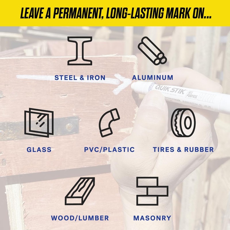 LACO Markal Industrial Marker, "Quick Stick", White, 61051
