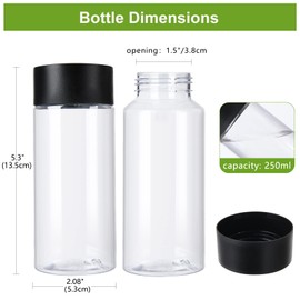 zmybcpack 24 Pack 8 oz Plastic Juice Bottles With Caps-Plastic Smoothie Bottles-Reusable Bulk Beverage Containers with Lids For Juice, Beverage