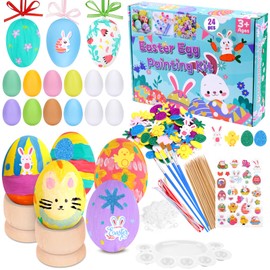 Dreamtop Easter Egg Decorating Kit, Plastic Eggs to Decorate with Box Easter Stickers 24 Pcs, Easter Egg Decorations Easter Crafts, Home, DIY Decor Easter Activities for Kids