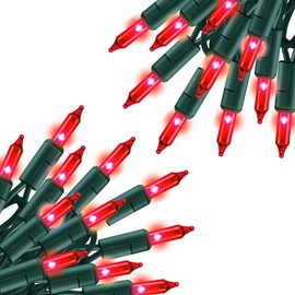 TW SHINE Red Christmas Lights, 2 Pack Total 40 FT 200 Count Incandescent Christmas Mini Tree String Lights, Waterproof Christmas Decorations for Outdoor Indoor Xmas Patio Home Party Garden Yard Decor