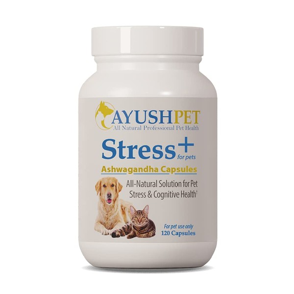 Ayush Pet Stress Support, Ashwagandha Calming Aid for Pets, Promotes Energy and Vitality, 120 Capsules