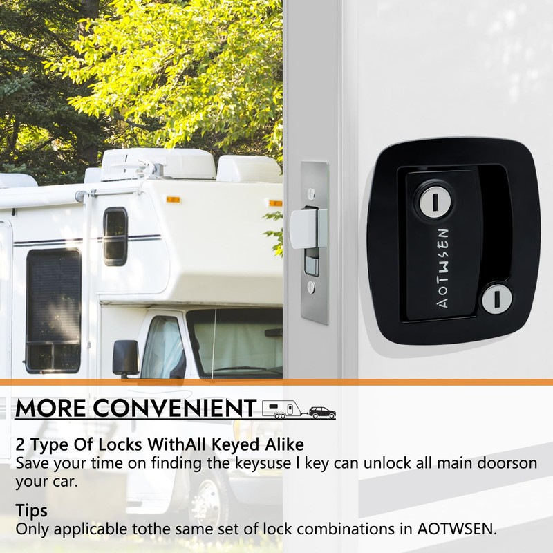 AOTWSEN Camper Door Lock,Rv Door Lock Replacement- Paddle Handle Deadbolt