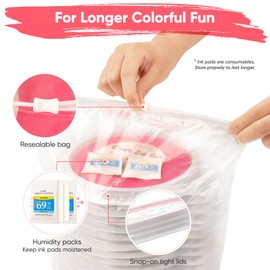 Lorzon 16 Pack Washable Ink Pads for Kids, 7" Large Round Stamp Pads for Finger Painting Rubber Stamps