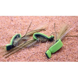 Region Fishing Gurgler Top Water Fly - Floating Shrimp Pattern - Choose Color - Mustad Hook #2 - 3ct Olive - Hook #2