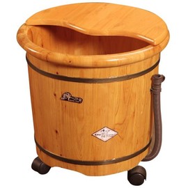 Hinoki 습식 족욕통 바퀴달린통 히노끼 커버 백향목 [33 30높이 외경36CM뚜껑 마사지구슬 족욕제30포] Wet Foot Bath Tub with Wheels, Hinoki Cover, Cypress [33 30 Height Outer Diameter 36CM Lid, Massage Beads, 30 Foot Bath Packs]