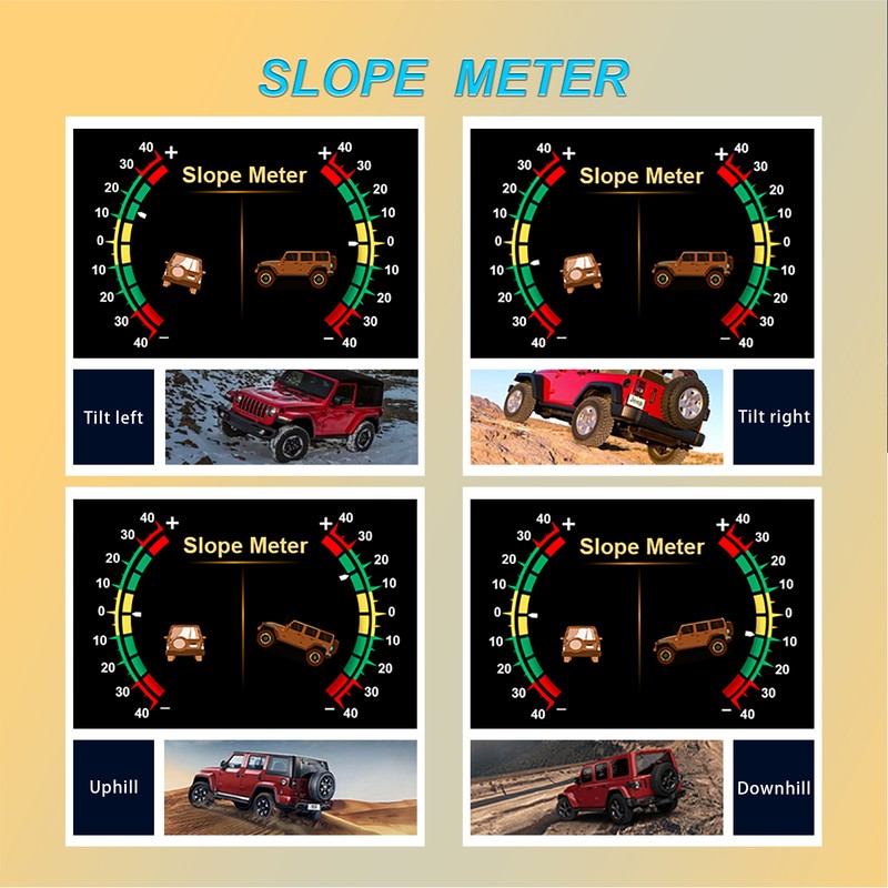 Car HUD Display OBD2 GPS Slope Meter Multifunction Overspeed Alarm