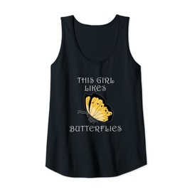 Womens Girl Likes Butterflies Cute Insect Nature Tank Top