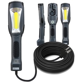 Aceland Portable Corded LED Work Light with Outlet in Handle, COB LED, 1600 Lumen 15ft 116AWG 3C SJTW Cord Handheld Outdoor Work Light, Magnetic on Back