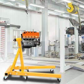 KUAFU 2000LBS Capacity Universal 360 Degree Rotating Engine Stand Adjustable Mounting Head Folding Frame for Auto Truck Motor Hoist Repair Jack Heavy Duty-Yellow You Will Receive Multiple Packages