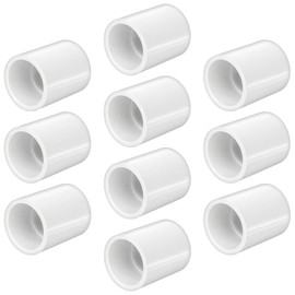 LESSO 10 Pack 1" PVC Coupling, 2 Way 1 inch PVC Pipe Fittings Furniture Grade, Heavy Duty Slip Connector for DIY Furniture, Greenhouse, Shed Building, SCH40 White