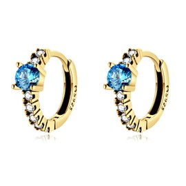 Silber Ohrringe für damen 925 mit einem Zirkonia in der Mitte. Creolen aus Silber 925 für Damen oder 18K Gold, ideal als Geschenk zum Muttertag... Ohrringe mädchen. Schmuck damen (Vergoldung)