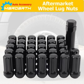 Set of 32, 9/16-18 Spline Wheel Lug Nuts with Socket Compatible with Dodge 1994-2011 Ram 2500 3500
