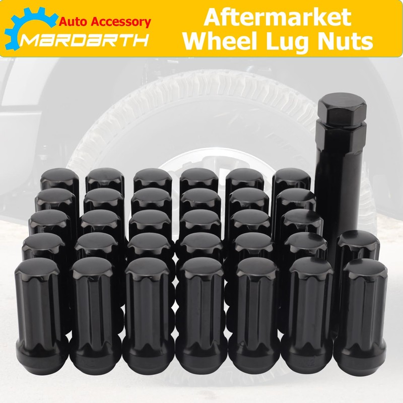 Set of 32, 9/16-18 Spline Wheel Lug Nuts with Socket