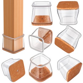 Chair Leg Floor Protectors Square, Silicone Chair Leg Protectors for Hardwood Floors, Furniture Leg Pads Caps Covers Protect Wooden Floors from Scratching 20 Pcs Large (Fit:1-1/16" to 1-5/8")