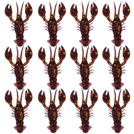 5cm Natural Lifelike Yabby, Soft Crayfish Fishing Lures with Realistic Swimming Action, Crawfish for Freshwater or Saltwater Artificial Bait – Pack of 12 (Orange/Brown)